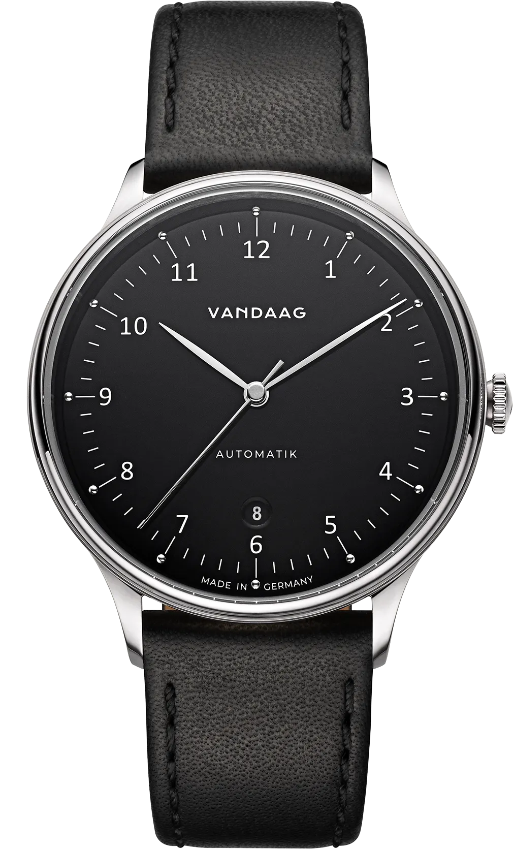 Primus Automatik - Stahl-Schwarz - schwarzes Lederband Primus Automatik - Stahl-Schwarz - schwarzes Lederband