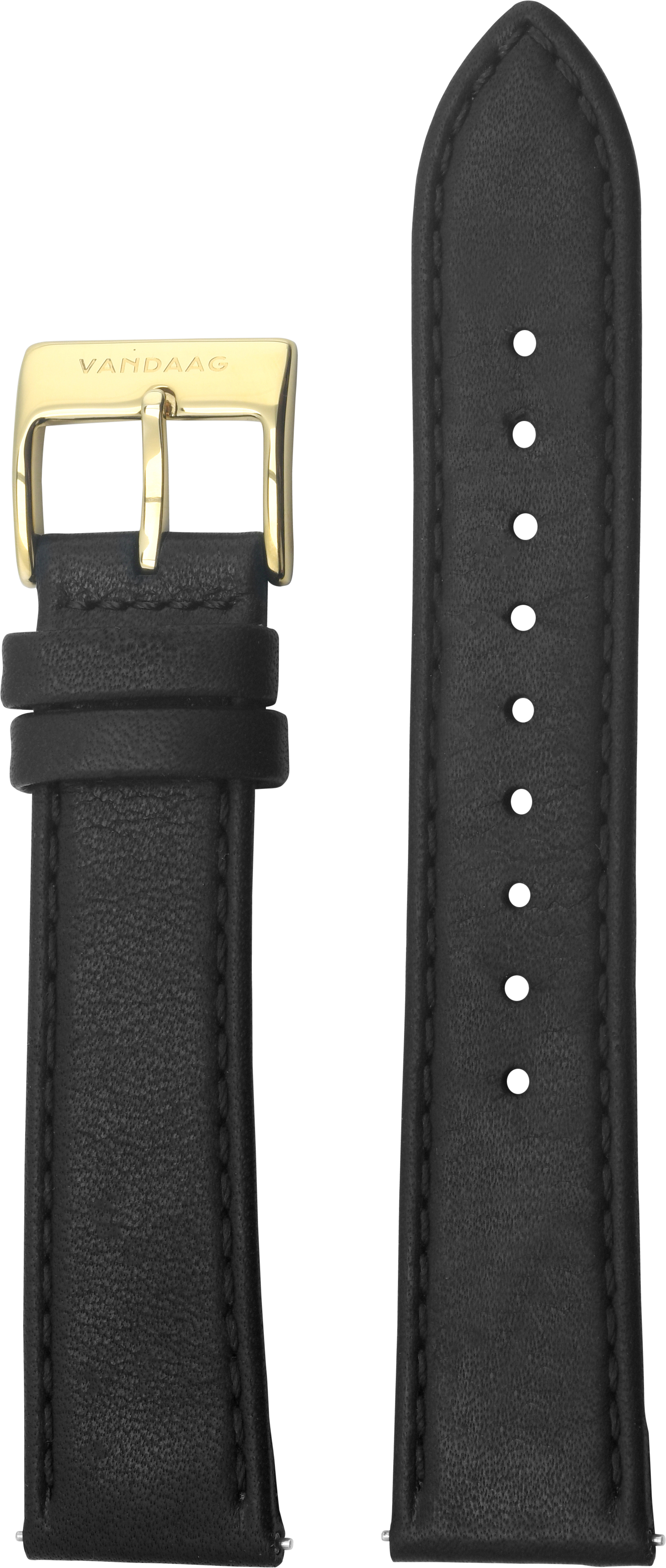 Lederband 20mm, schwarz, Gold-Schließe