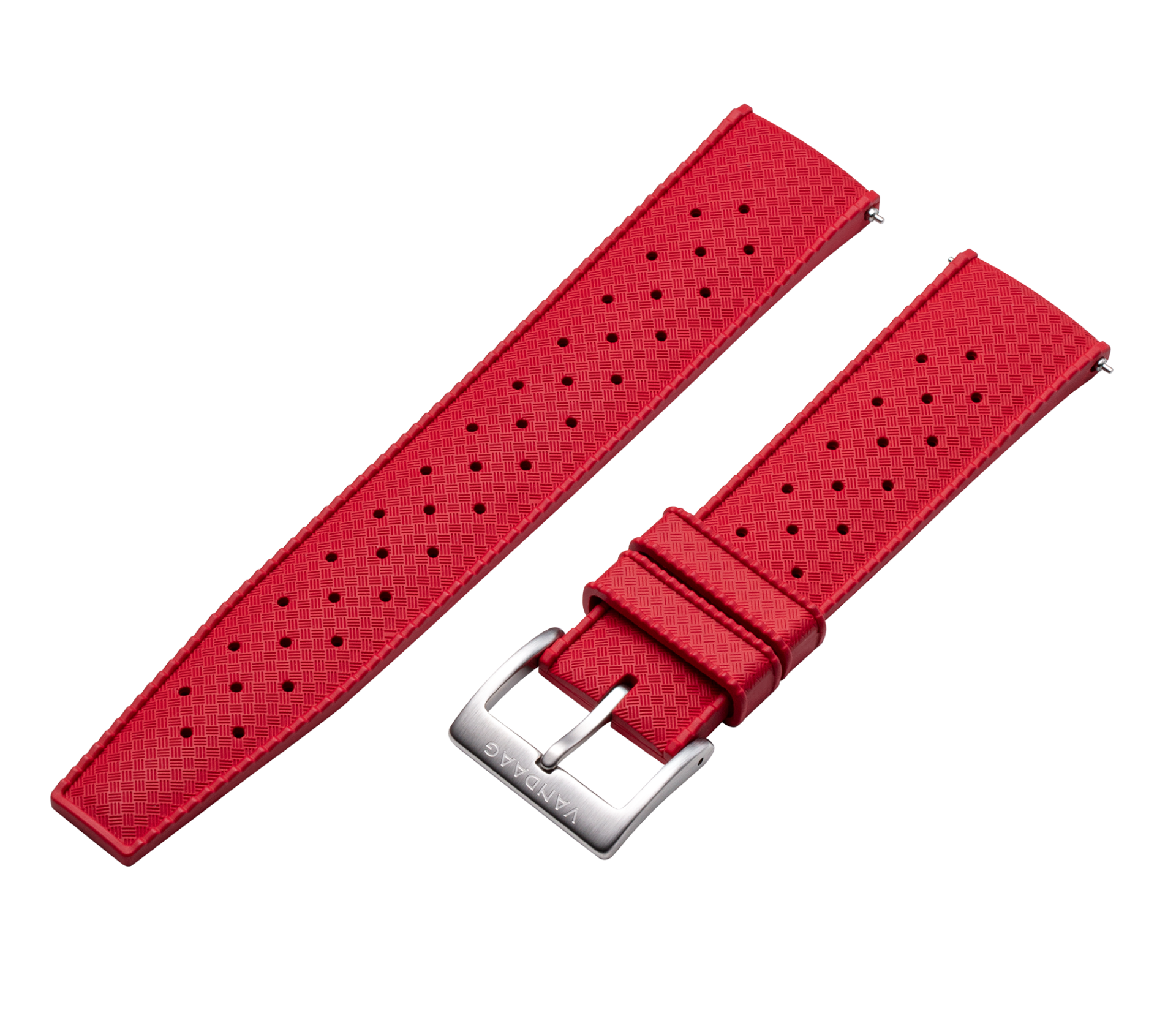 Kautschukband Munter, Rot, 22mm, Edelstahlschließe