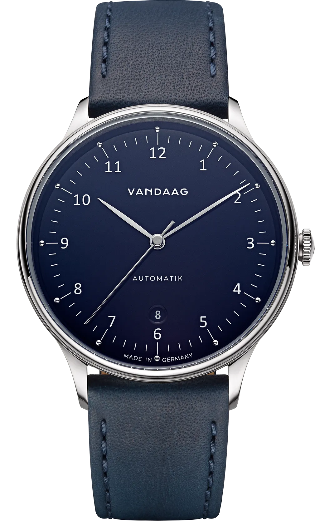 Primus Automatik - Stahl-Blau - blaues Lederband  Primus Automatik - Stahl-Blau - blaues Lederband