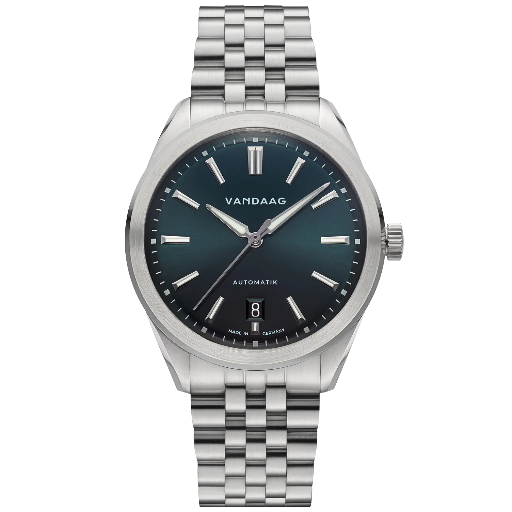 Steel bracelet with discreet date disc