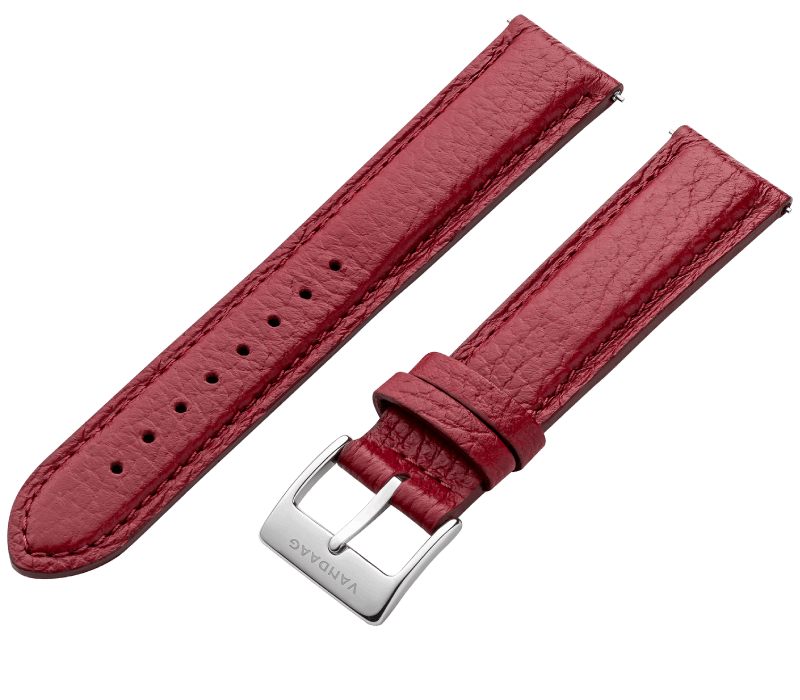 "Born" Hirschlederband - 20mm, rot, Stahlverschluß