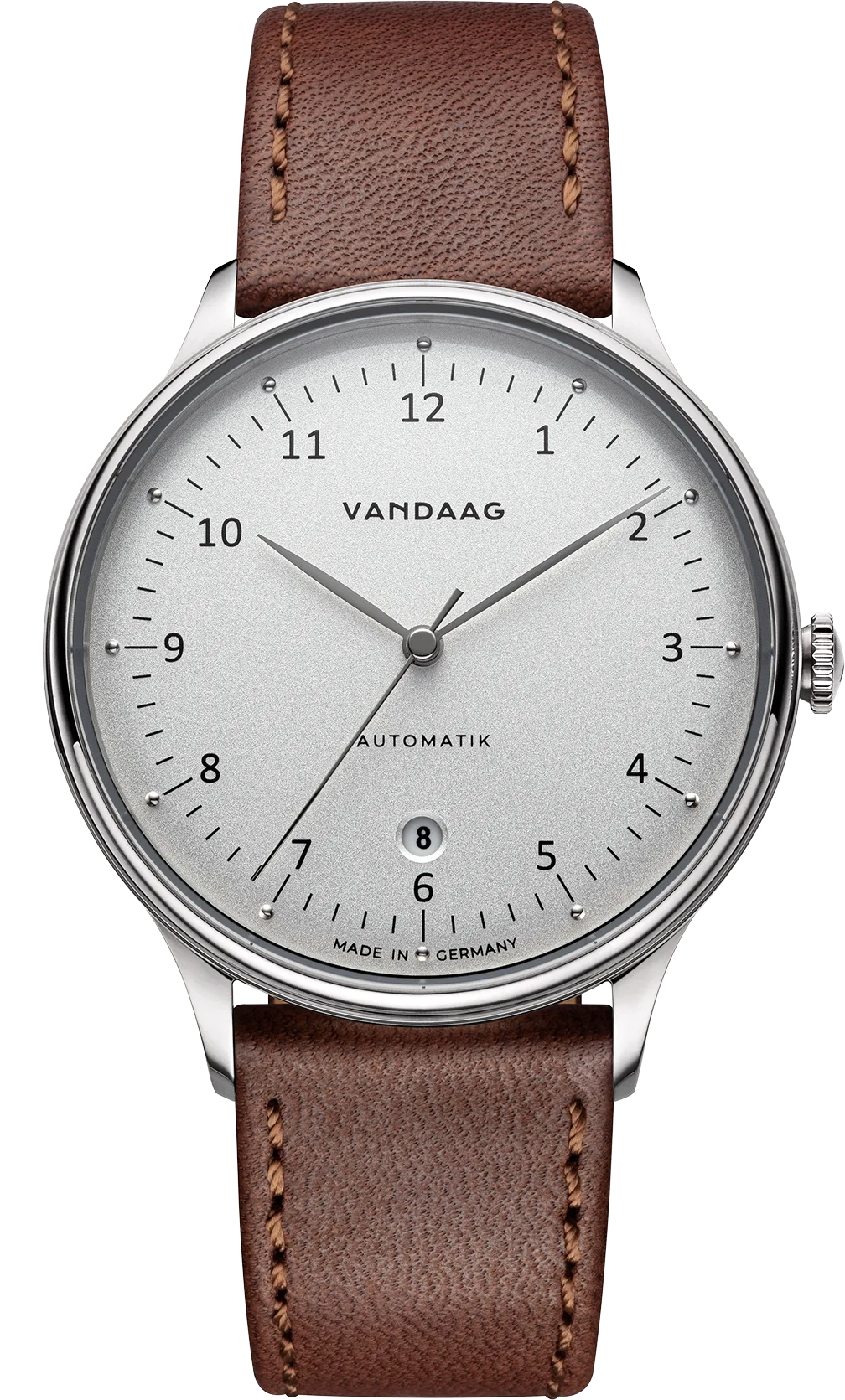 Primus Automatik - Stahl-Silber - dunkelbraunes Lederband Primus Automatik - Stahl-Silber - dunkelbraunes Lederband