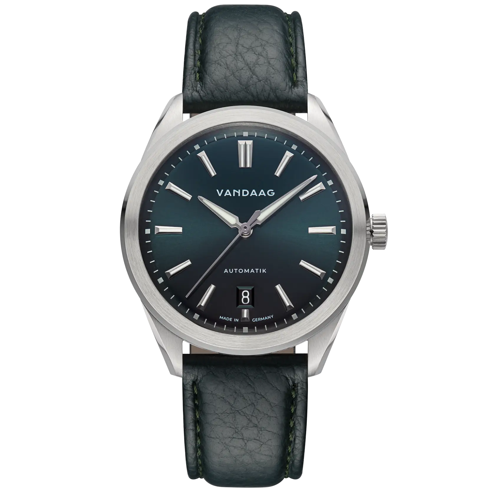 Leather bracelet with discreet date disc