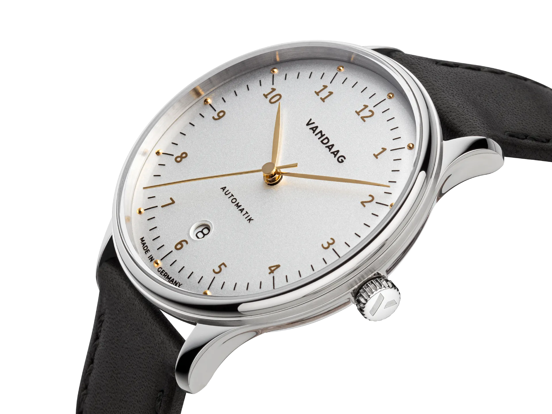 Primus Automatik - Steel-Silver/Gold - black leather strap