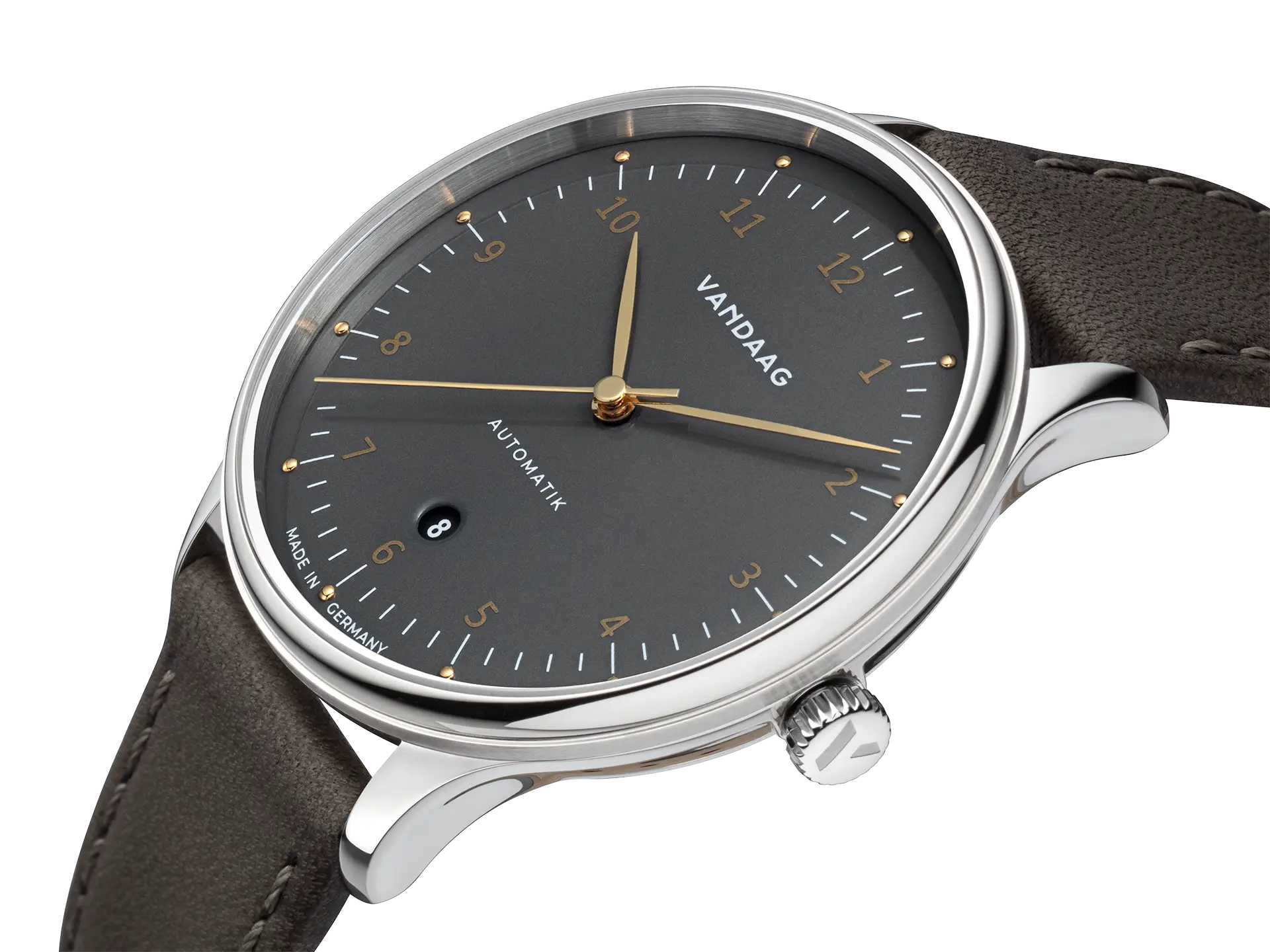 Primus Automatik - Steel-Grey/Gold - grey leather strap