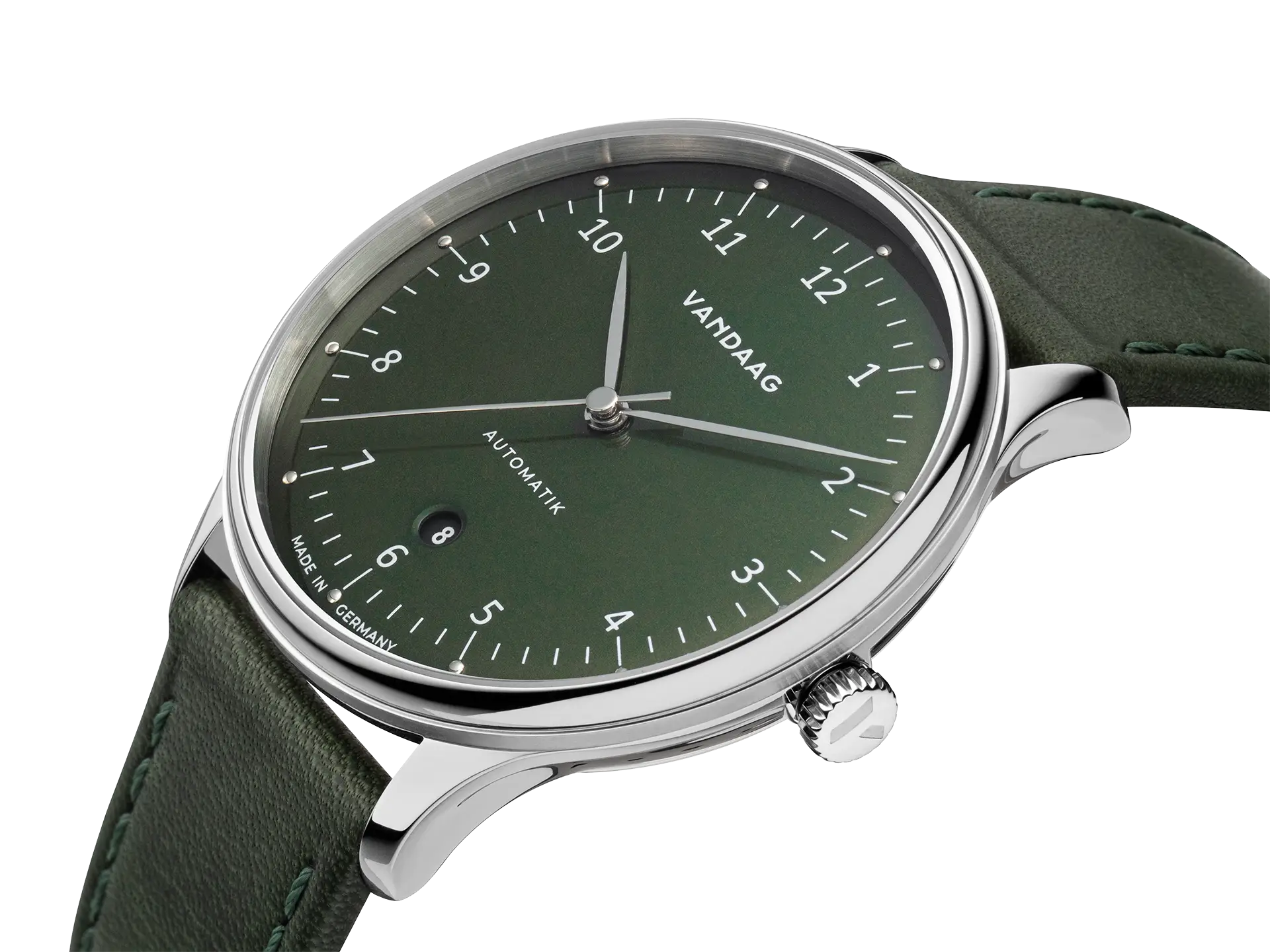 Primus Automatik - Steel-Green - green leather strap