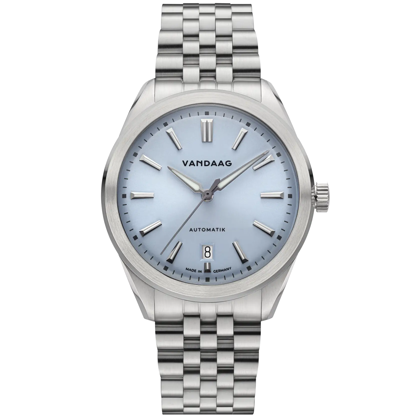 Steel bracelet with discreet date disc